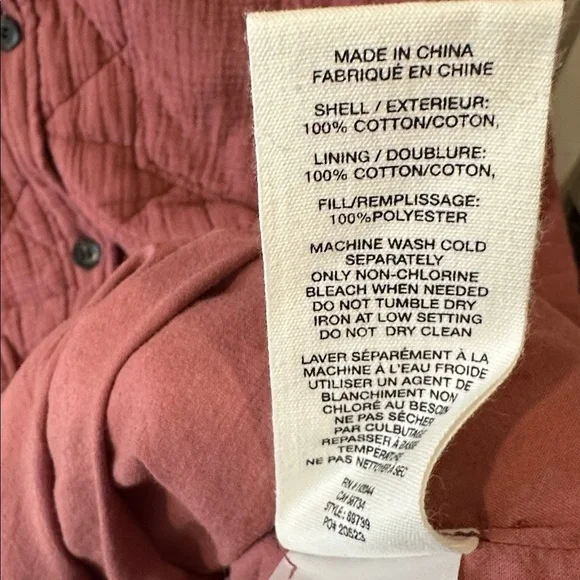 Avec Les Filles Dusty Rose Quilted Cotton Gauze Coat NWT - Picture 7 of 7